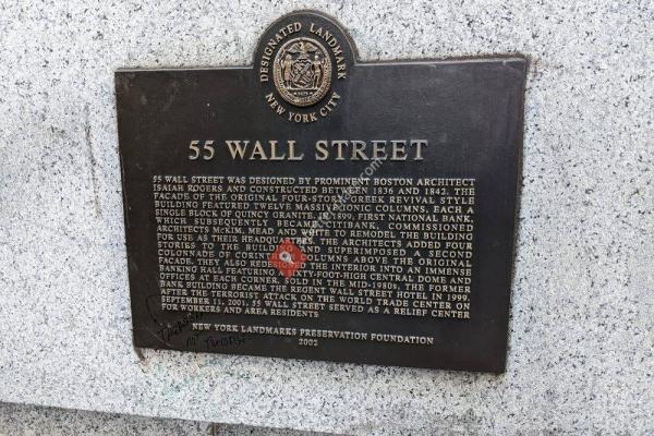 55 Wall Street Historical Marker