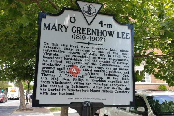 Mary Greenhow Lee Historical Marker